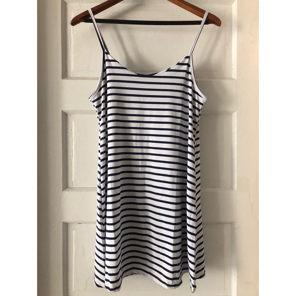 NWT Navy and White Striped Spaghetti Strap Dress